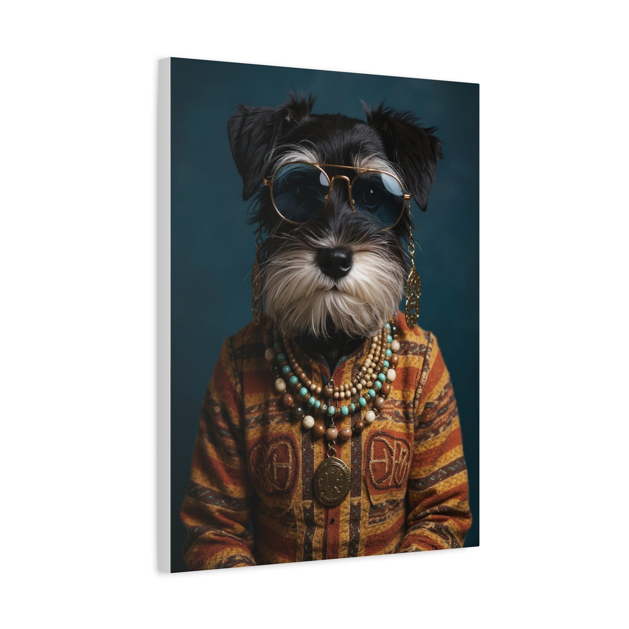 Dog Portrait Canvas - Hippy Style - 0add9bad
