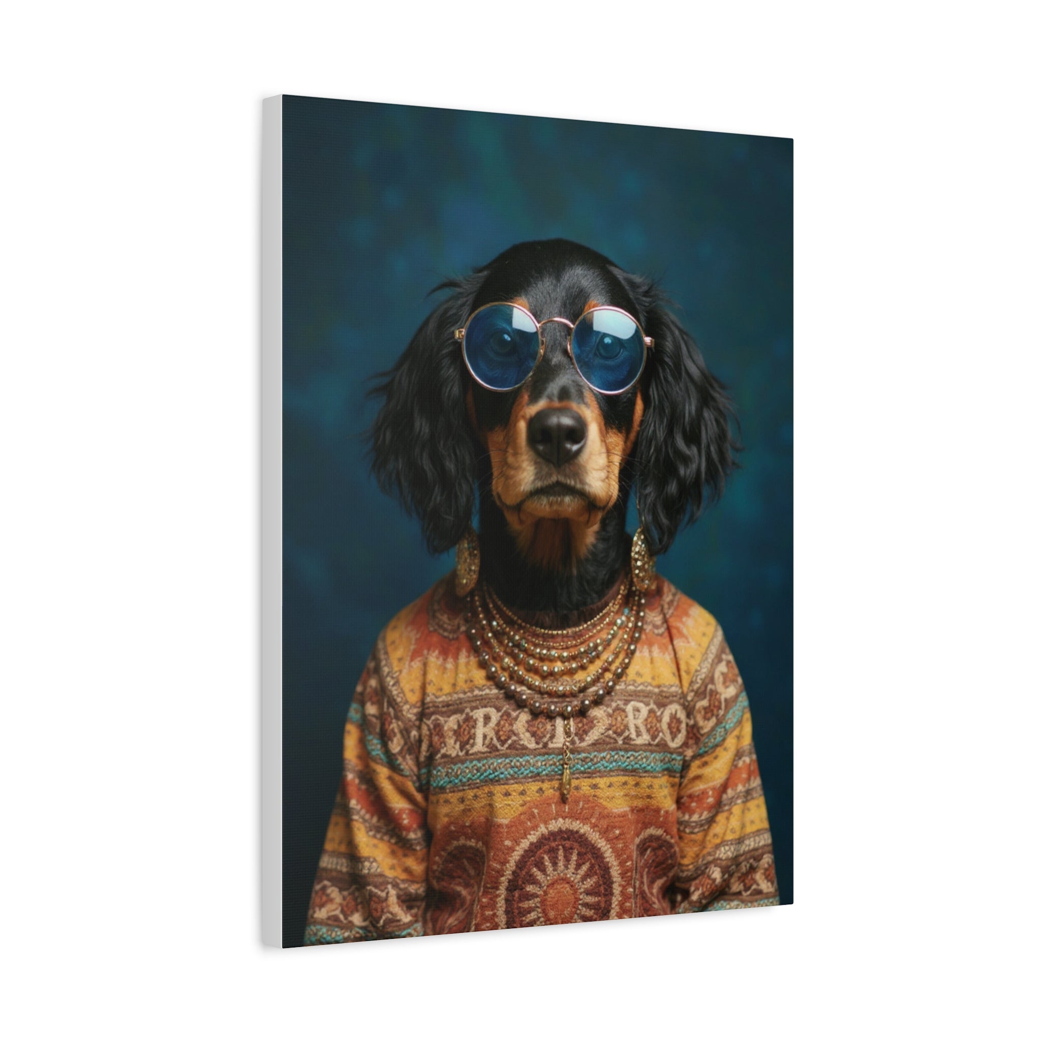 Dog Portrait Canvas - Hippy Style - f381376e
