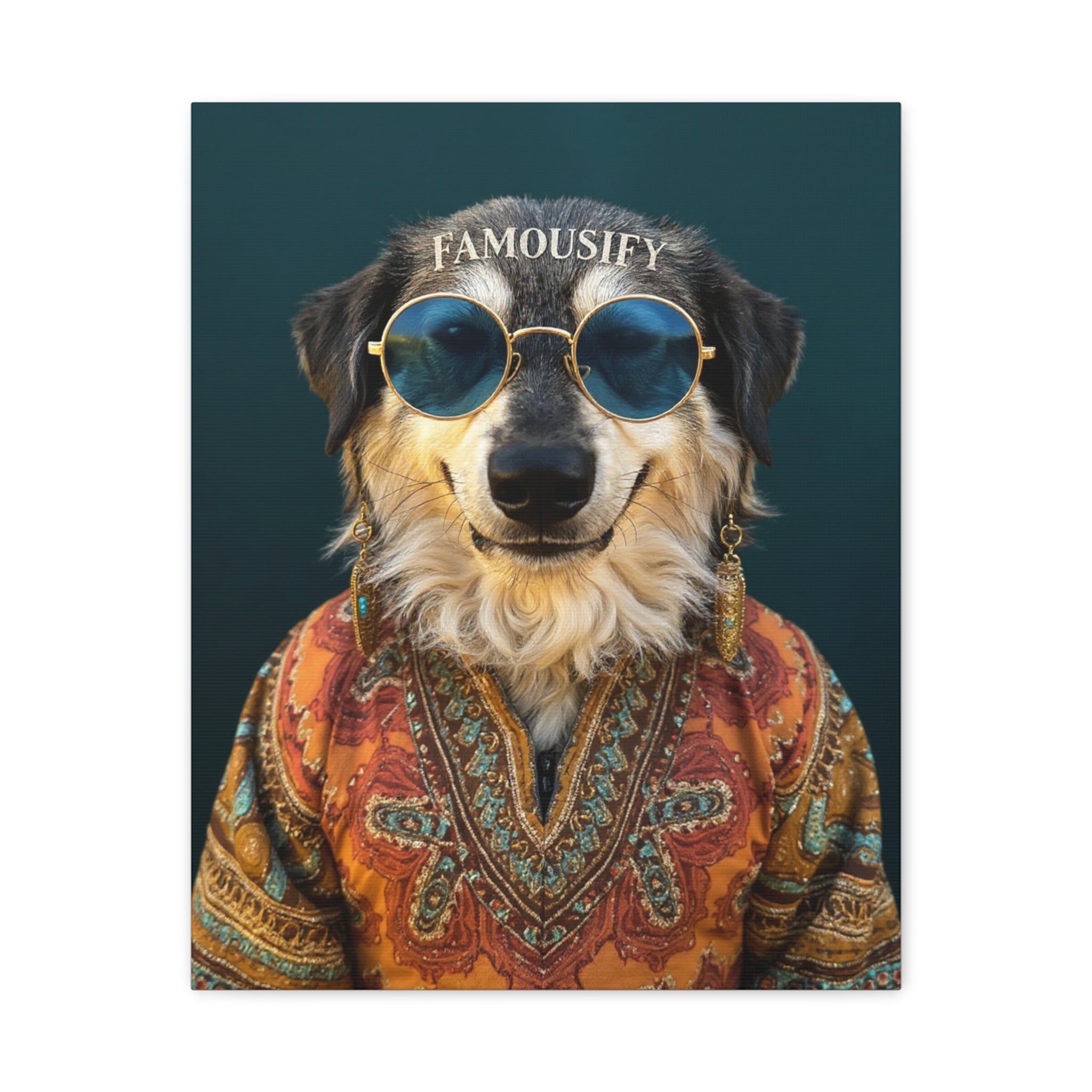 Dog Portrait Canvas - Hippy Style - e4104067