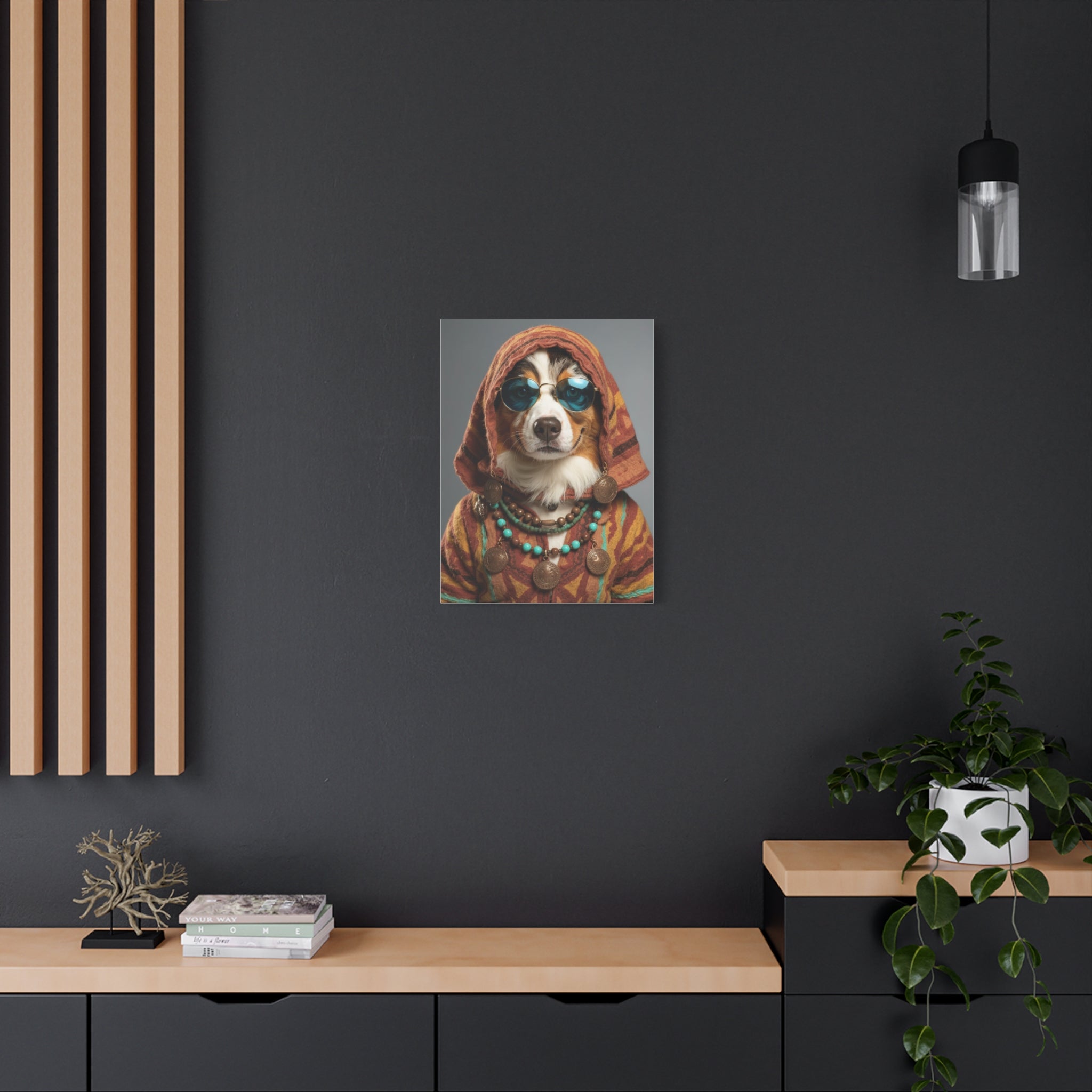 Dog Portrait Canvas - Hippy Style - 6056fc2d