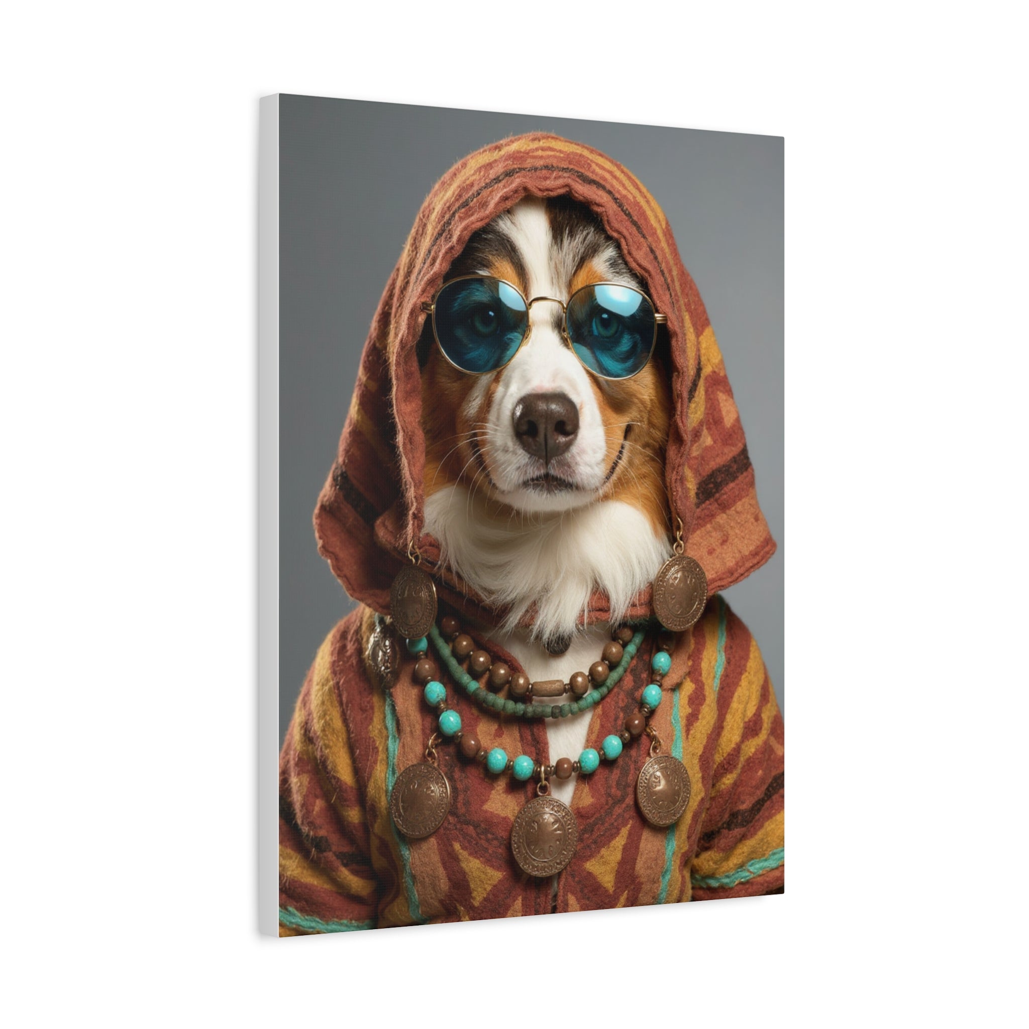 Dog Portrait Canvas - Hippy Style - 6056fc2d