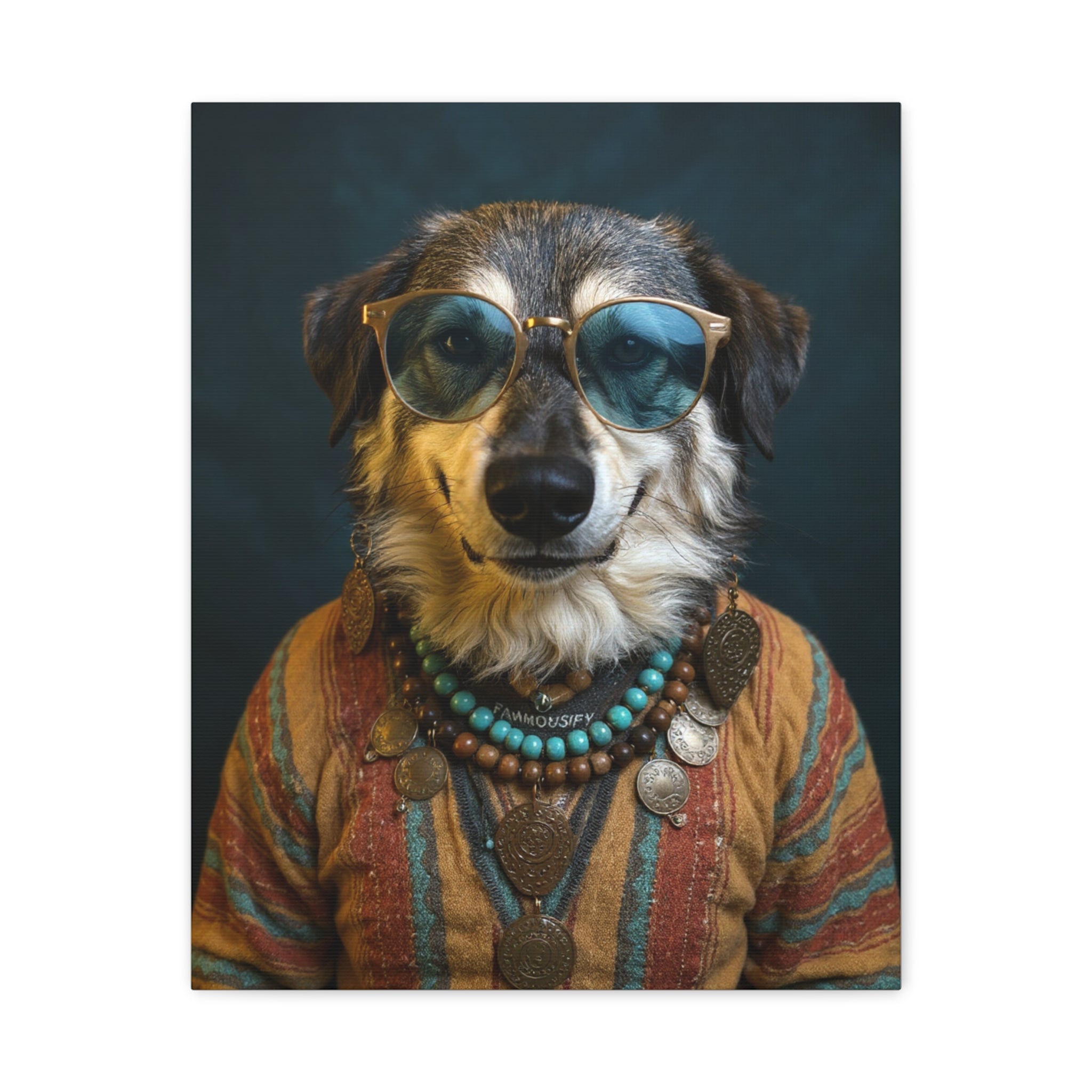 Dog Portrait Canvas - Hippy Style - 900ea907