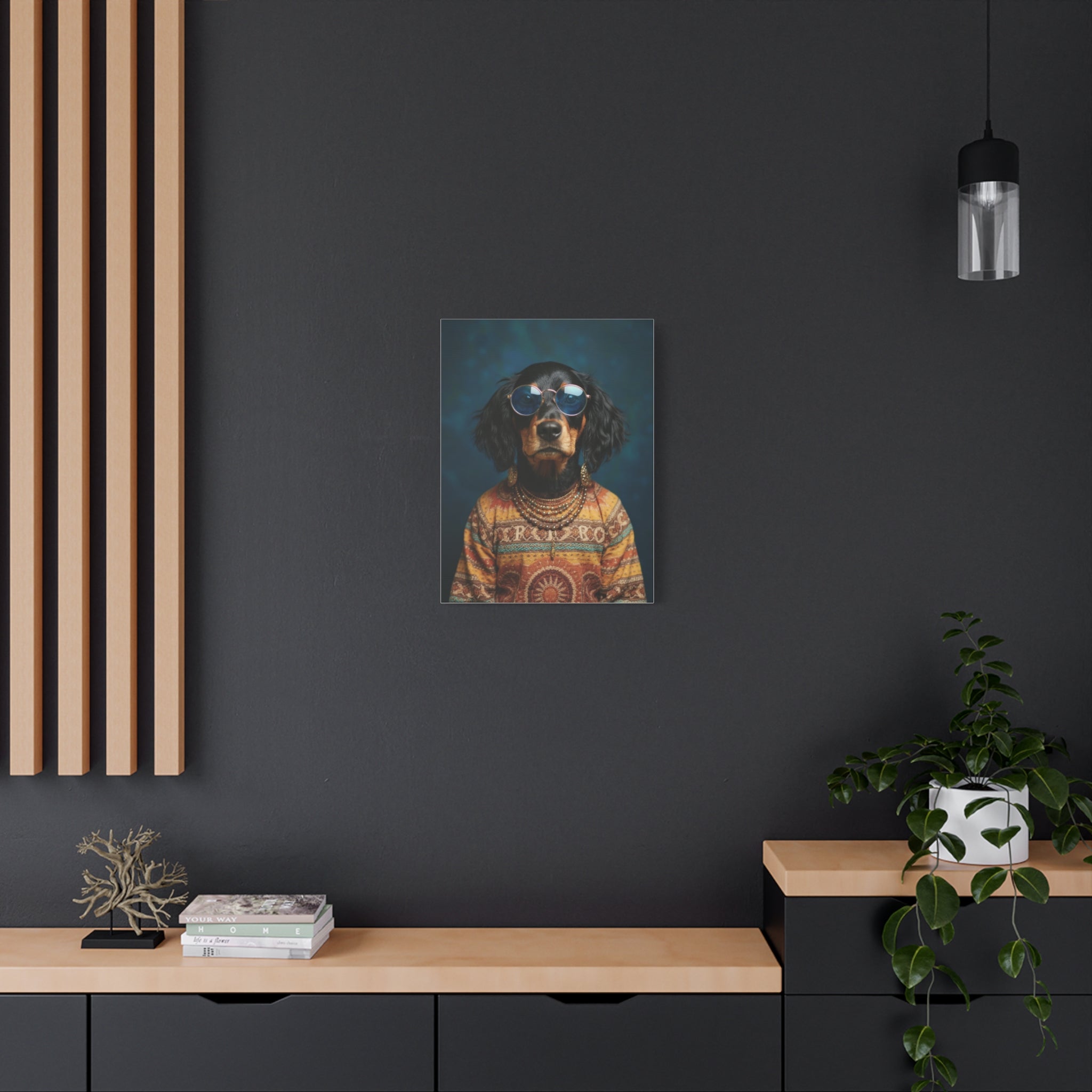 Dog Portrait Canvas - Hippy Style - f381376e