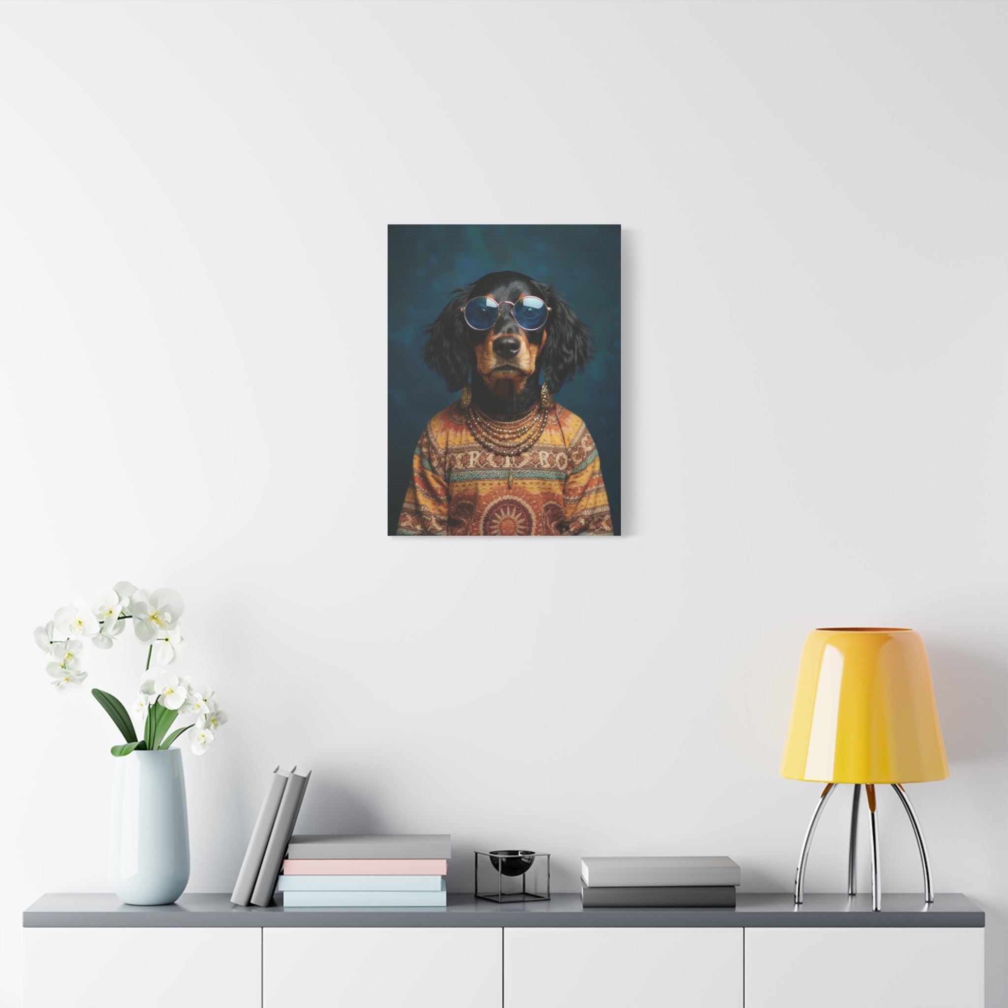 Dog Portrait Canvas - Hippy Style - f381376e