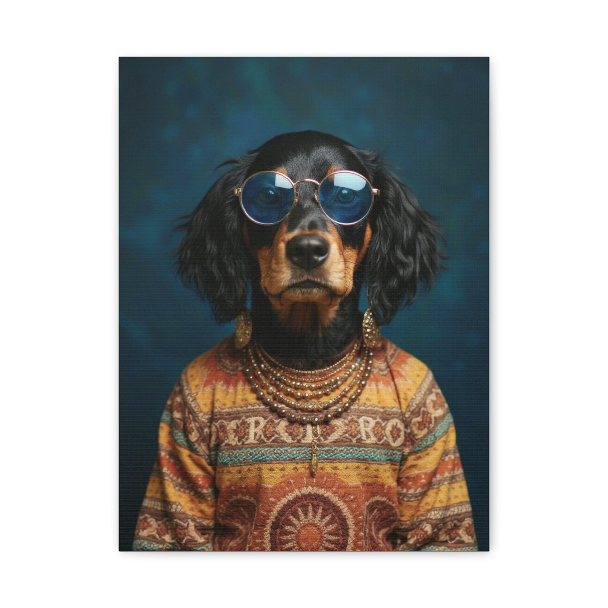 Dog Portrait Canvas - Hippy Style - f381376e