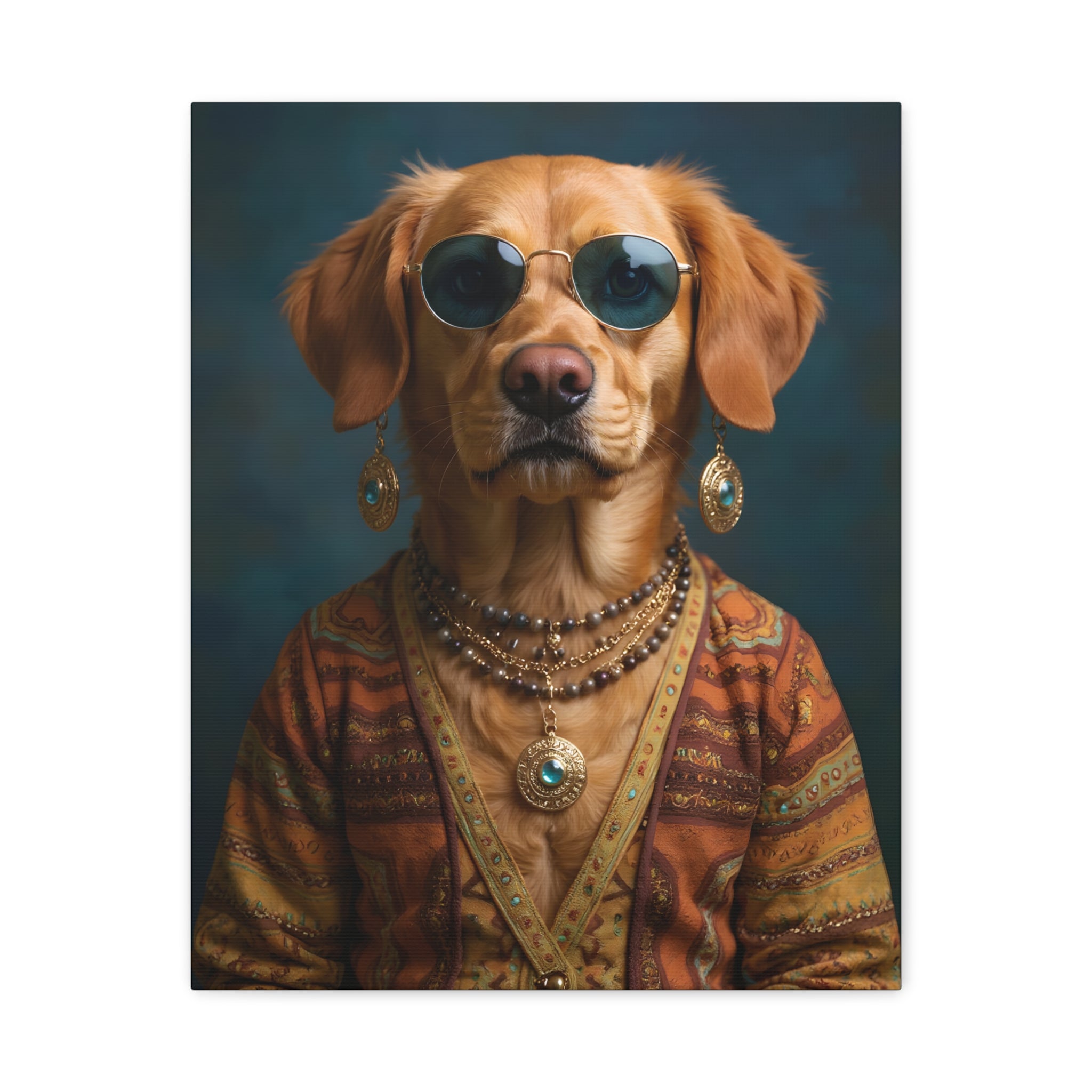 Dog Portrait Canvas - Hippy Style - e506a06d