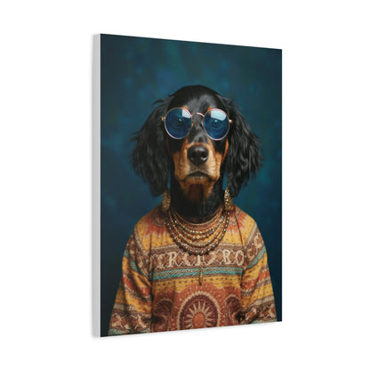 Dog Portrait Canvas - Hippy Style - f381376e