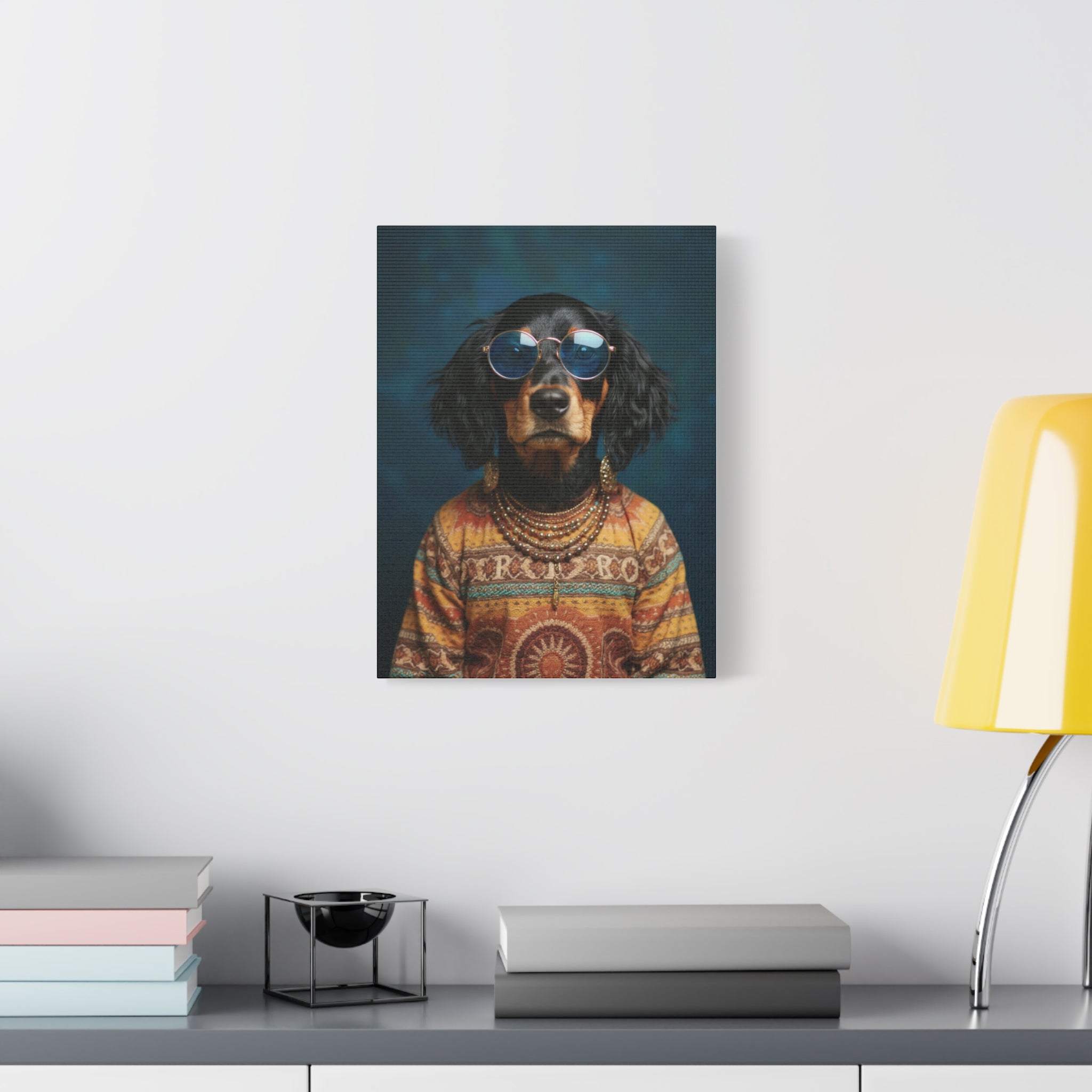 Dog Portrait Canvas - Hippy Style - f381376e