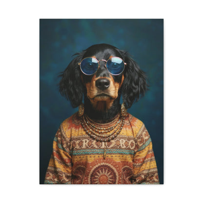 Dog Portrait Canvas - Hippy Style - f381376e