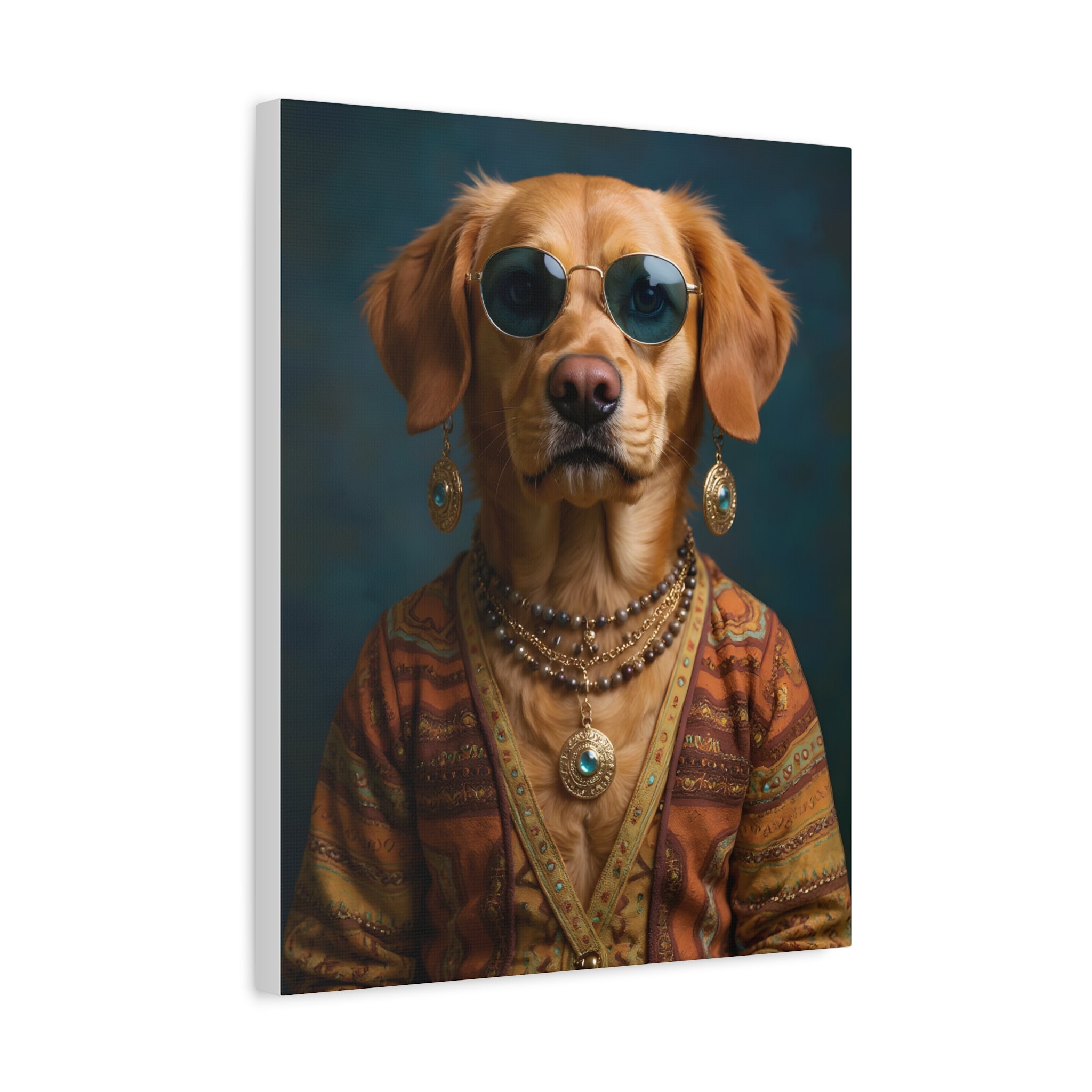 Dog Portrait Canvas - Hippy Style - e506a06d