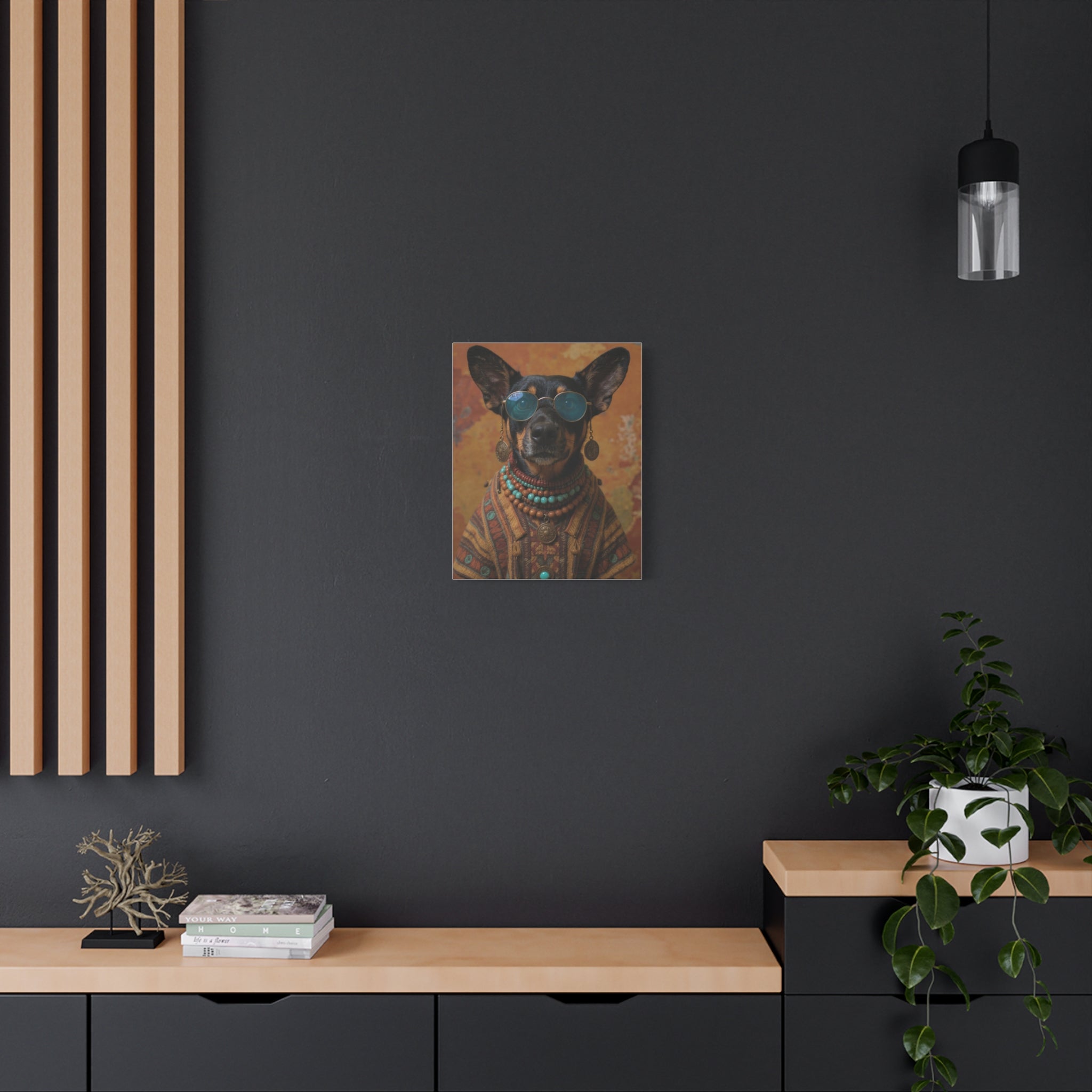 Dog Portrait Canvas - Hippy Style - 1cb59eef