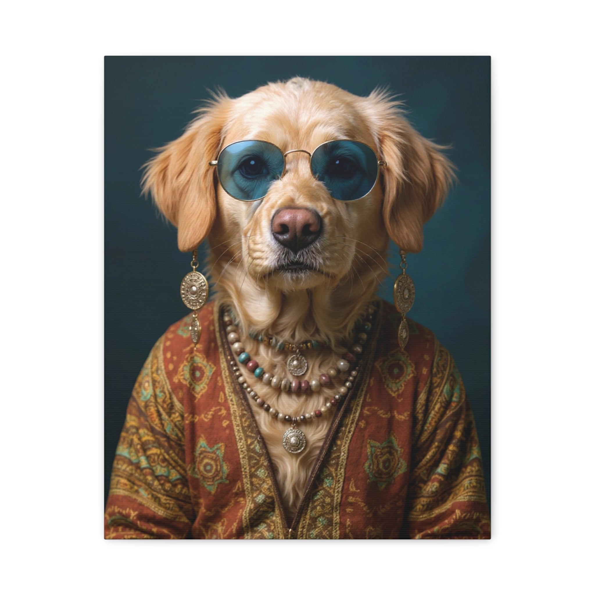 Dog Portrait Canvas - Hippy Style - b76e3f48