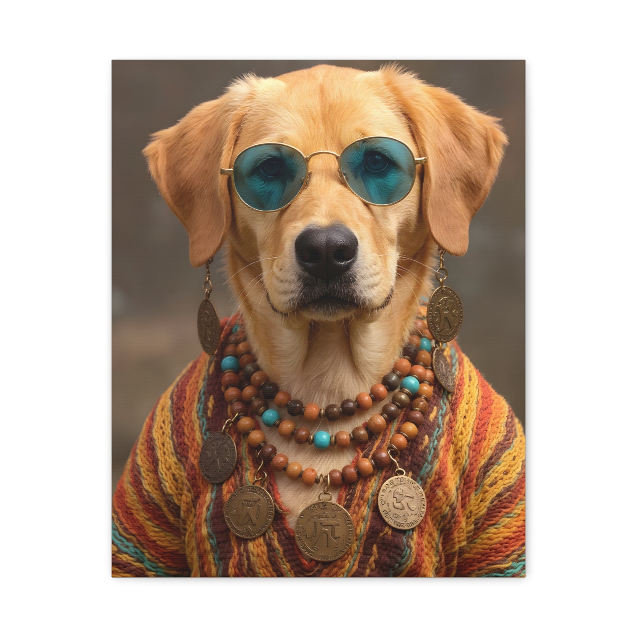 Dog Portrait Canvas - Hippy Style - f219350c
