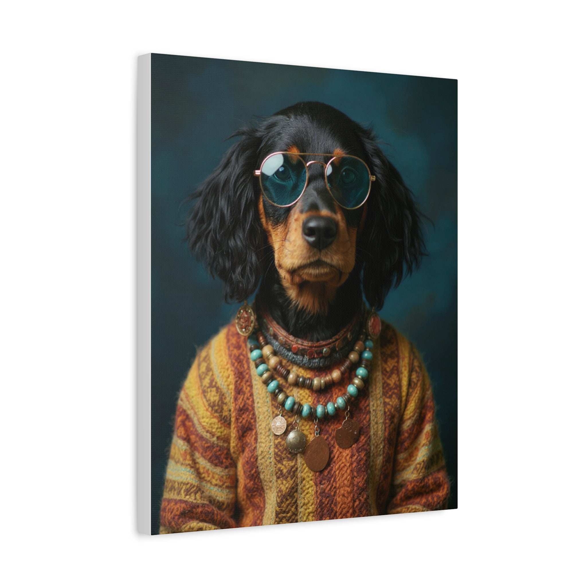 Dog Portrait Canvas - Hippy Style - 00f8159f