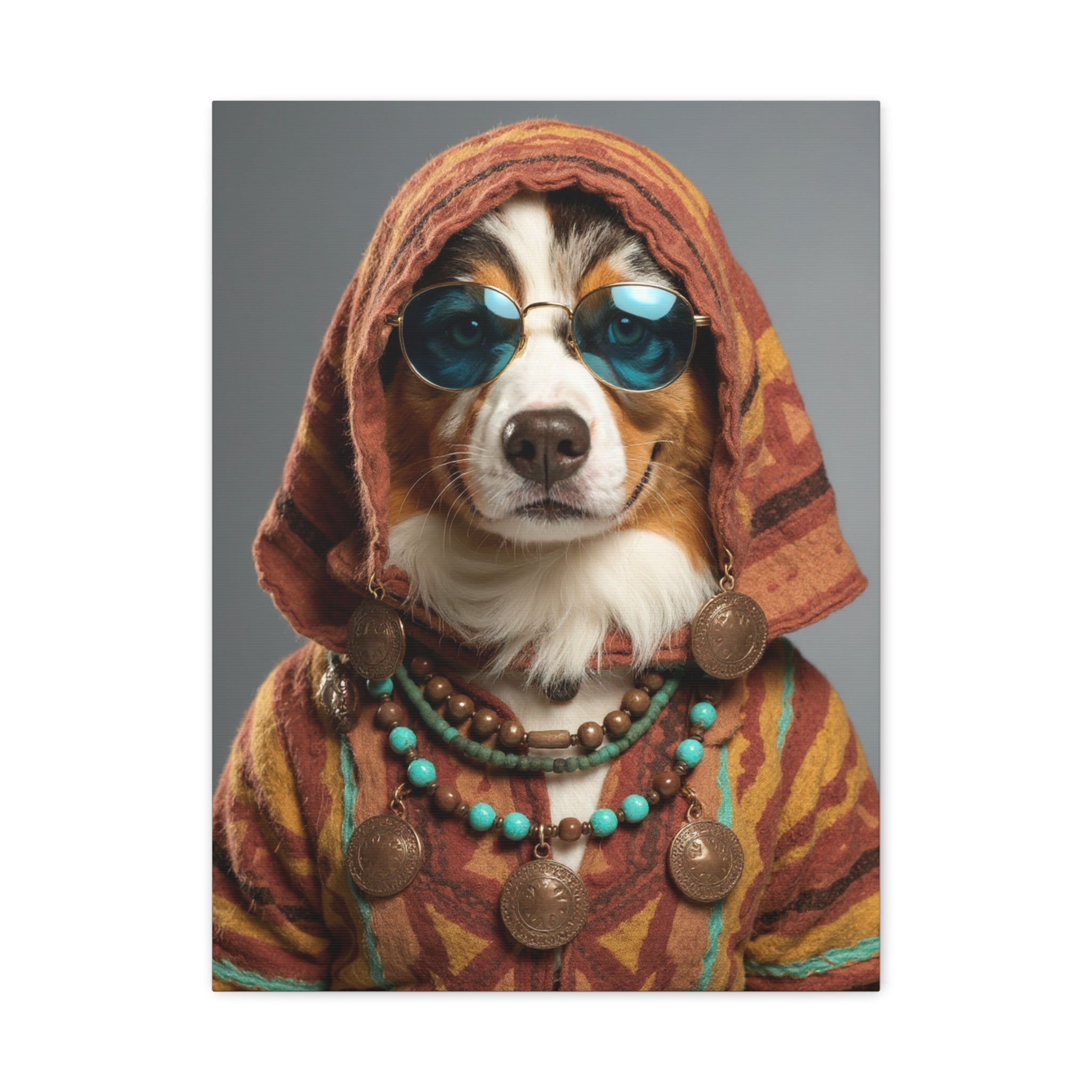 Dog Portrait Canvas - Hippy Style - 6056fc2d