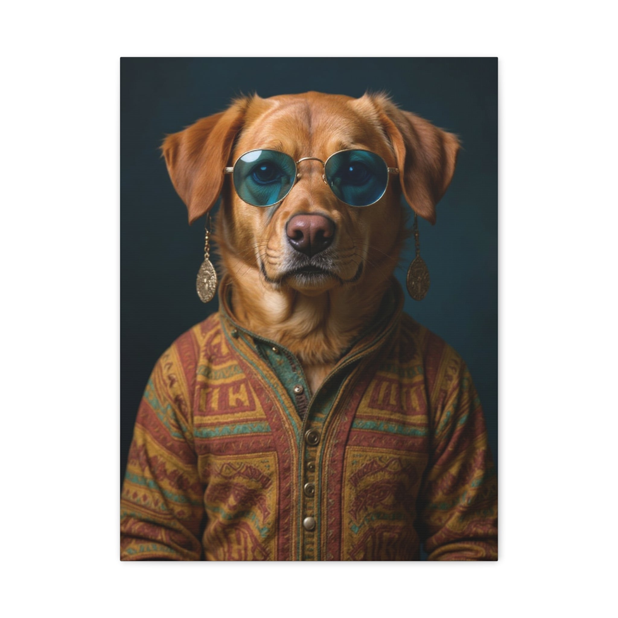 Dog Portrait Canvas - Hippy Style - 464d8817