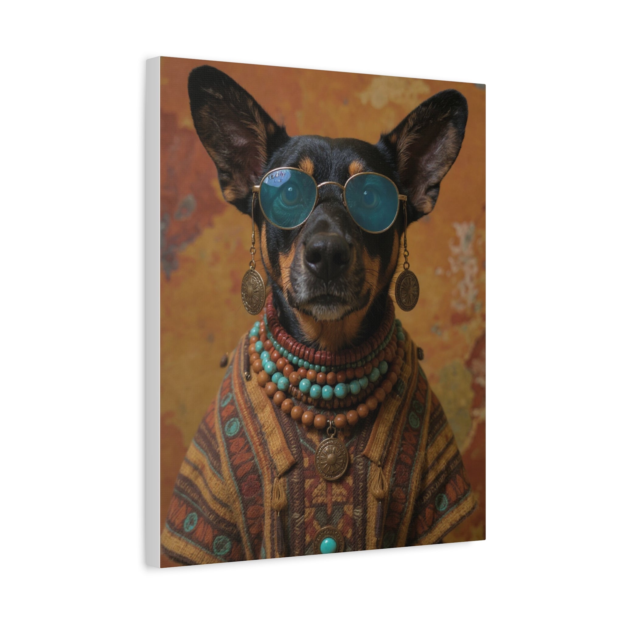Dog Portrait Canvas - Hippy Style - 1cb59eef