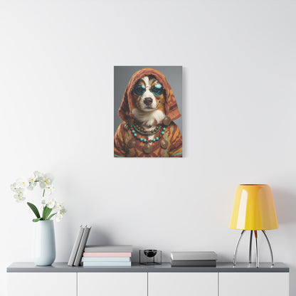 Dog Portrait Canvas - Hippy Style - 6056fc2d