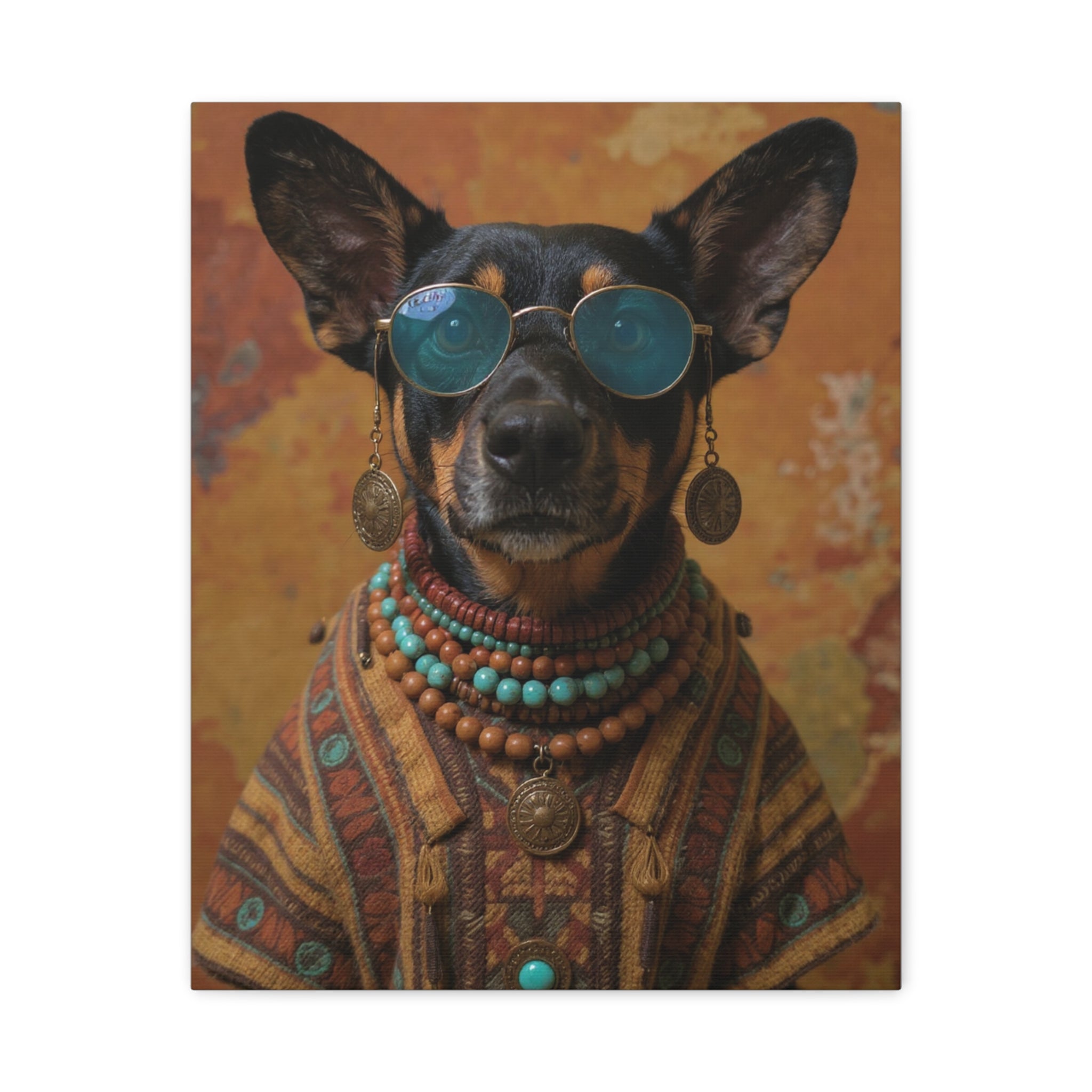Dog Portrait Canvas - Hippy Style - 1cb59eef