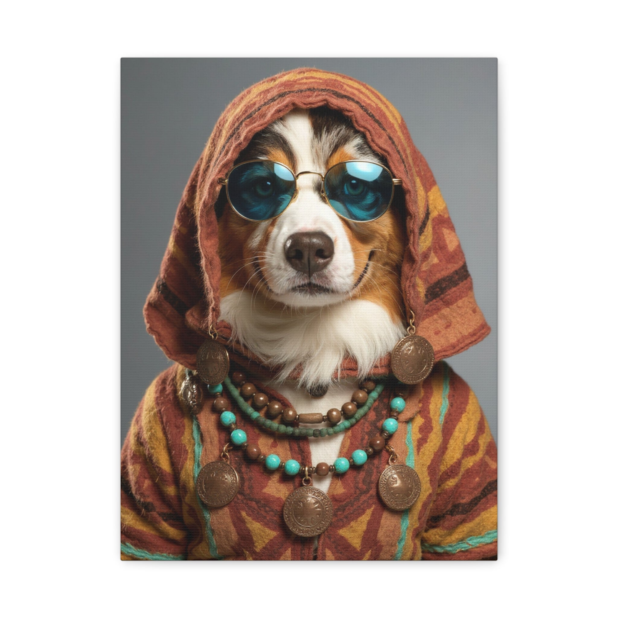 Dog Portrait Canvas - Hippy Style - 6056fc2d