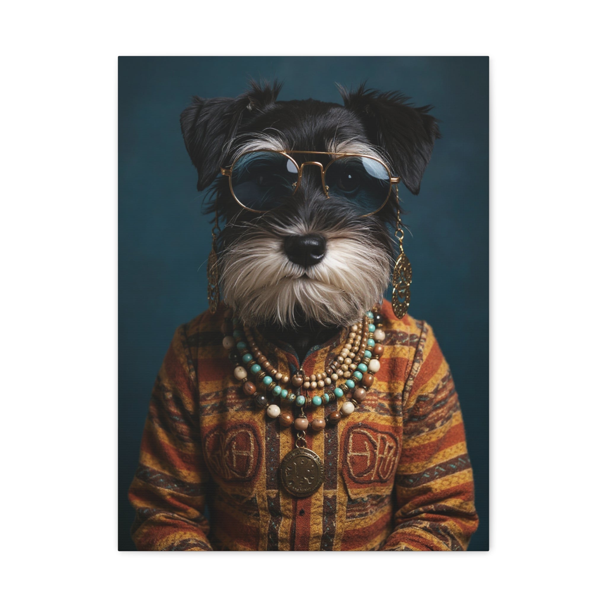 Dog Portrait Canvas - Hippy Style - 0add9bad