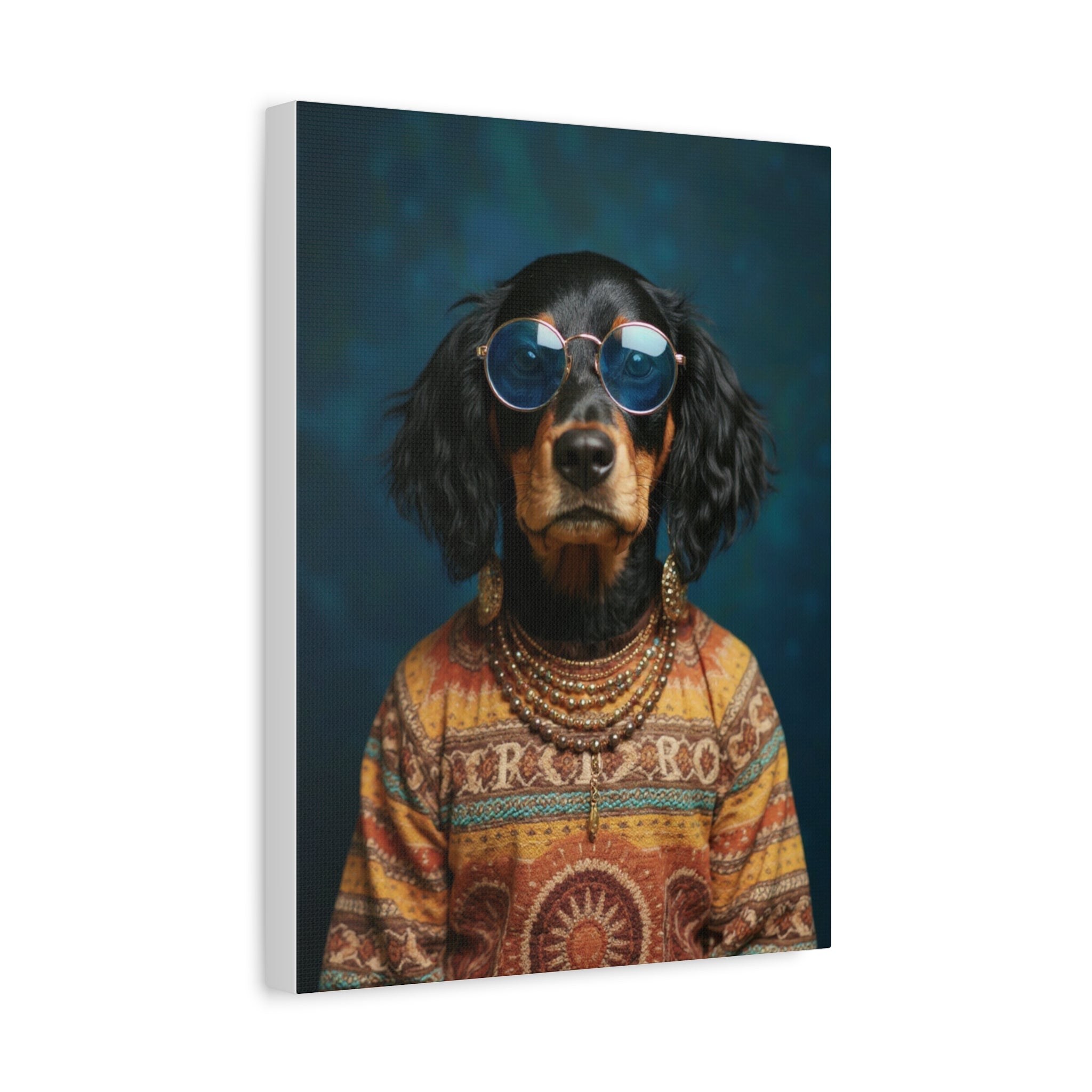 Dog Portrait Canvas - Hippy Style - f381376e