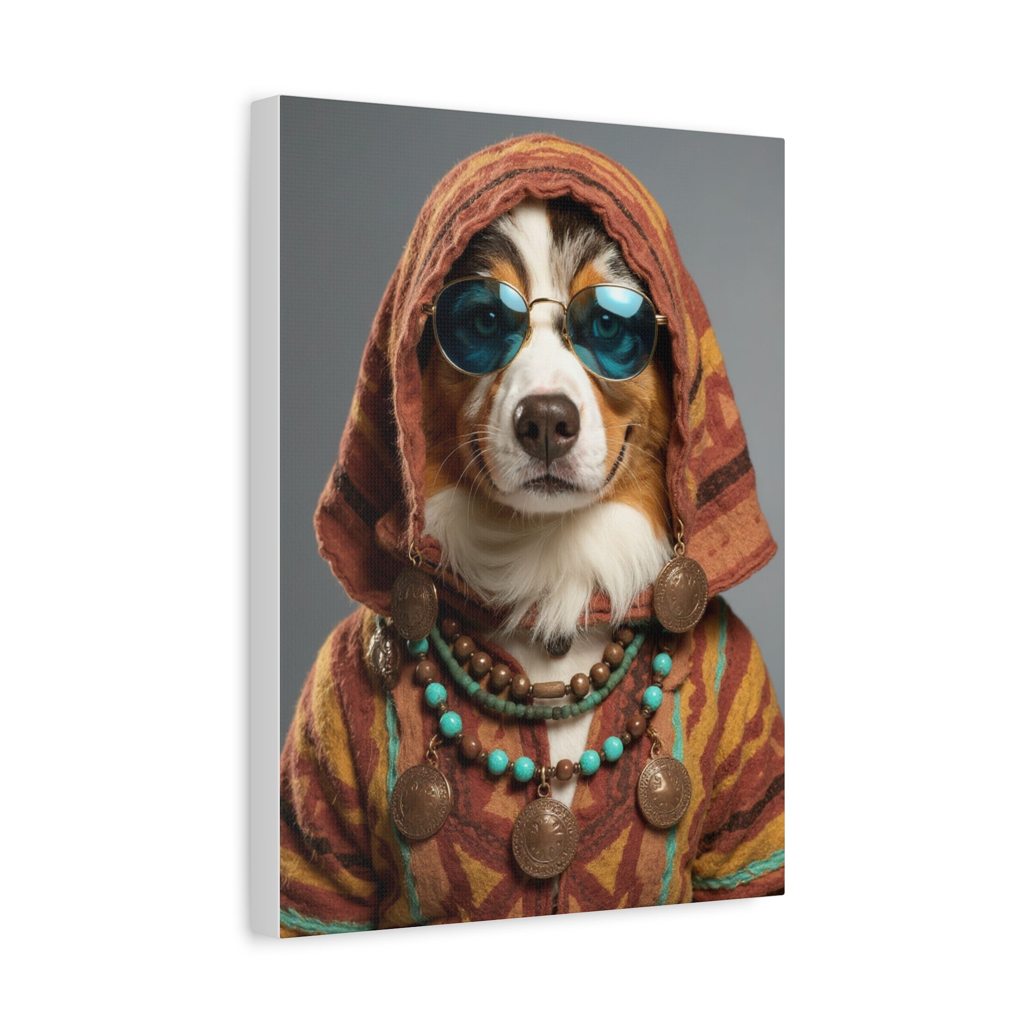 Dog Portrait Canvas - Hippy Style - 6056fc2d