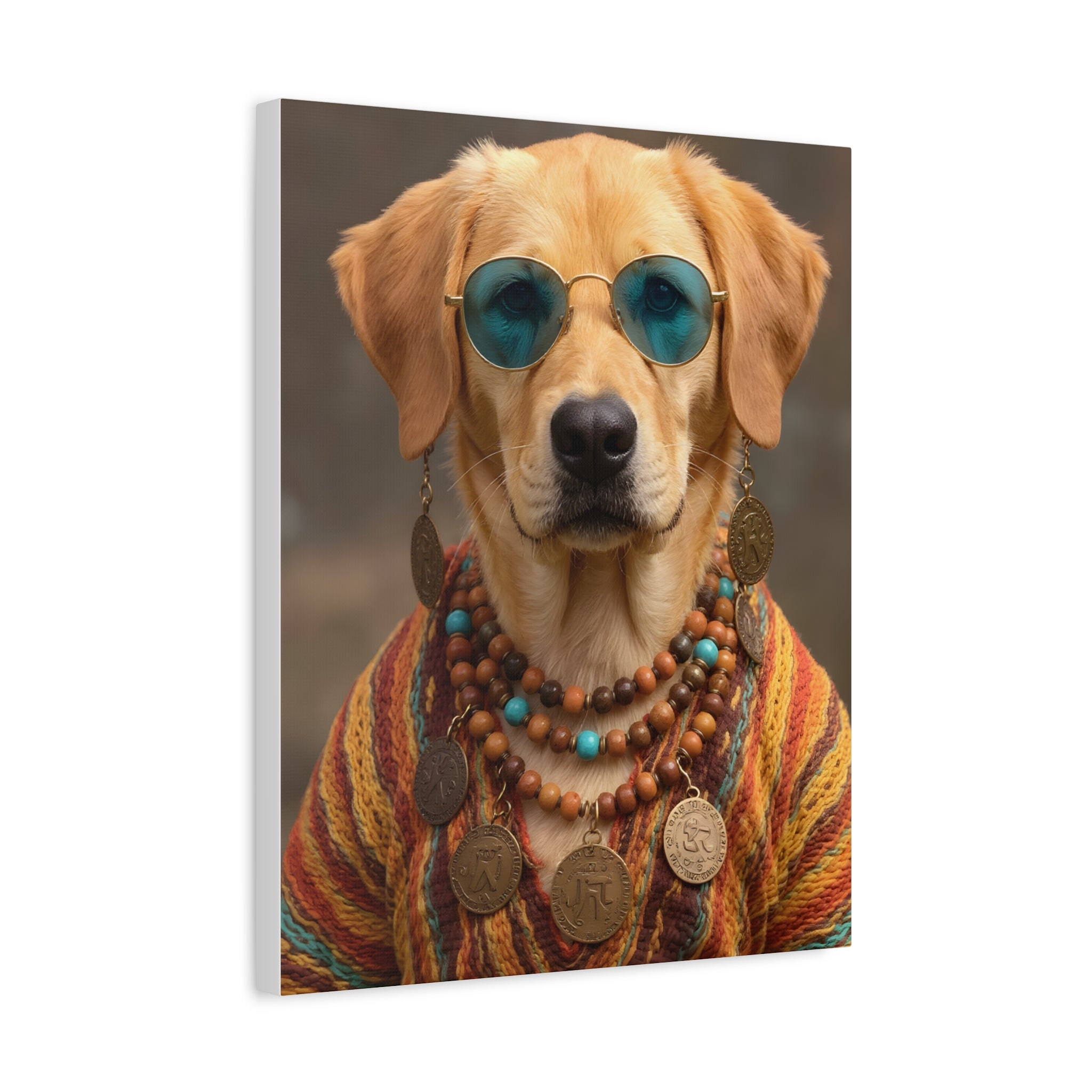 Dog Portrait Canvas - Hippy Style - f219350c