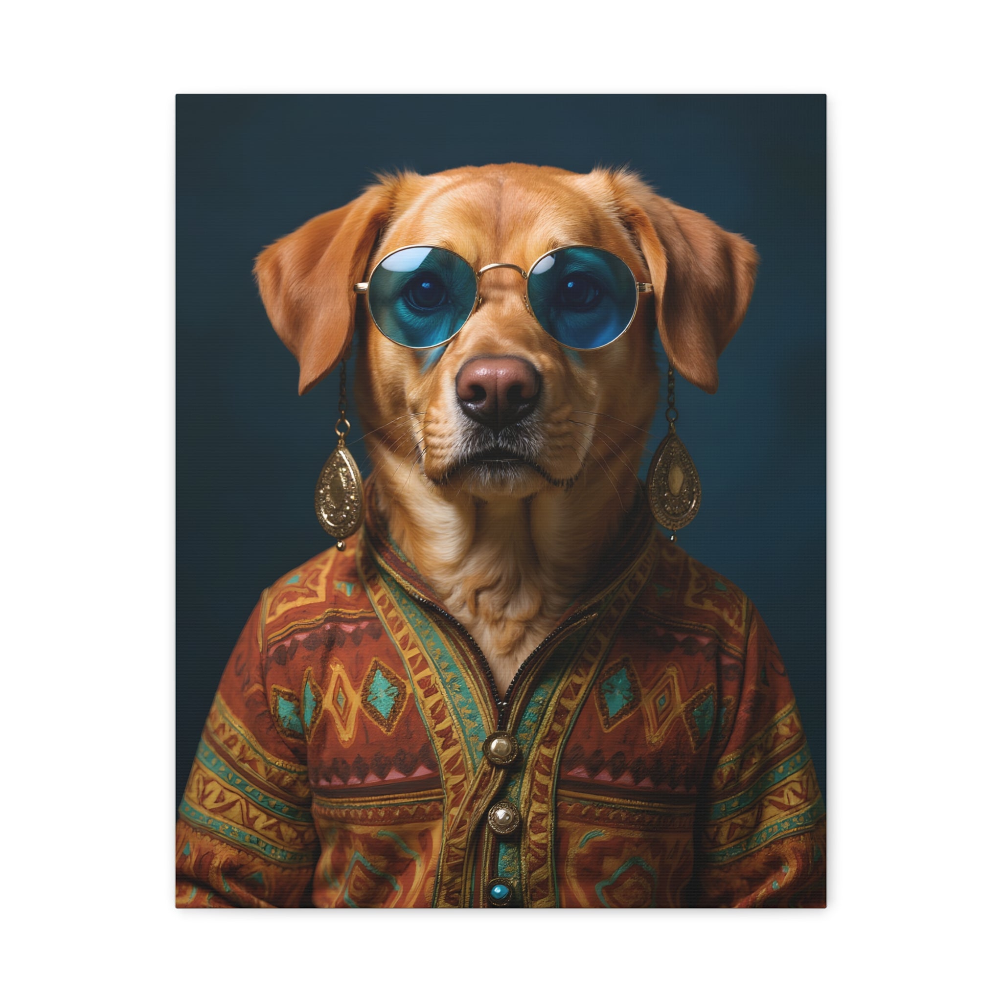 Dog Portrait Canvas - Hippy Style - 5fe9d973