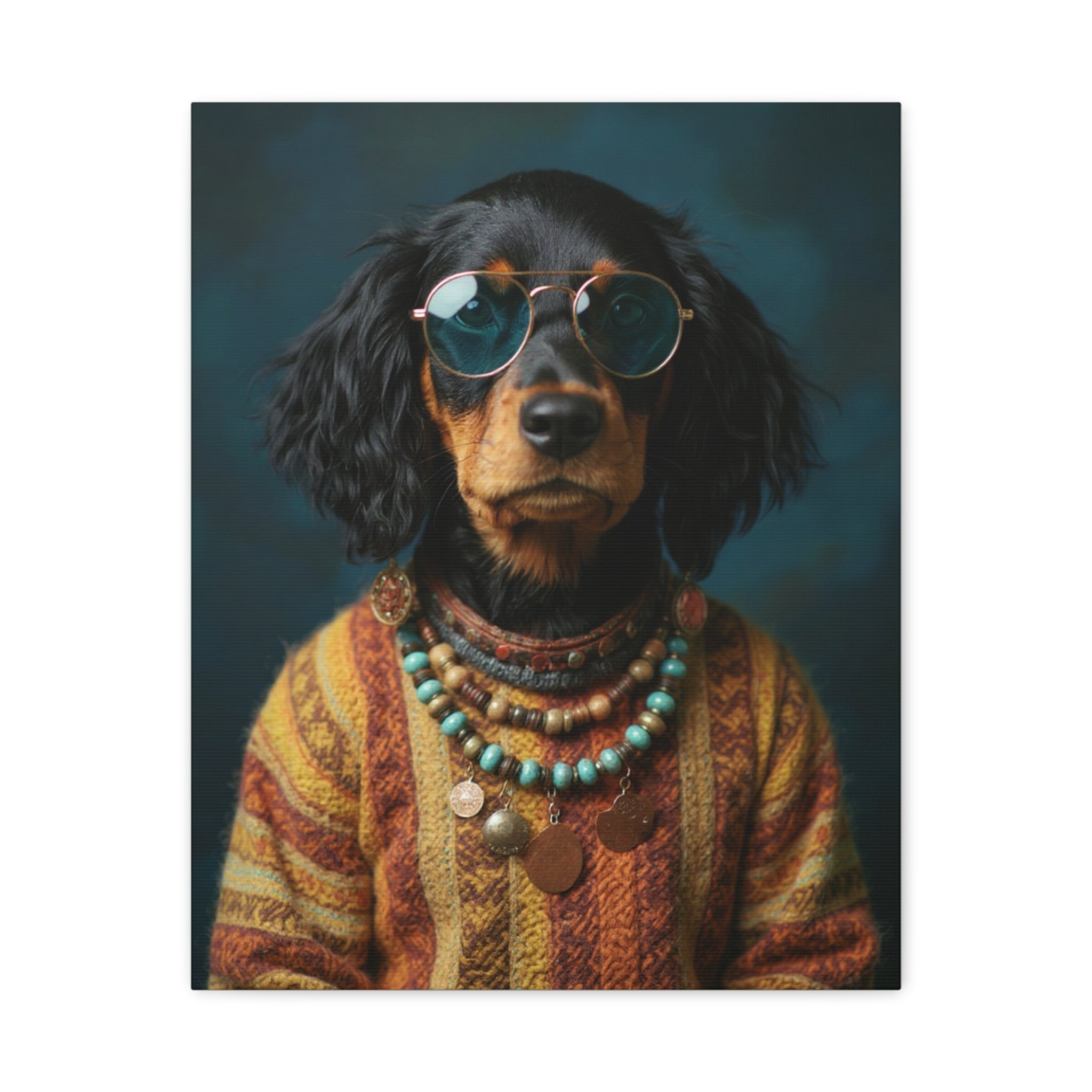 Dog Portrait Canvas - Hippy Style - 00f8159f